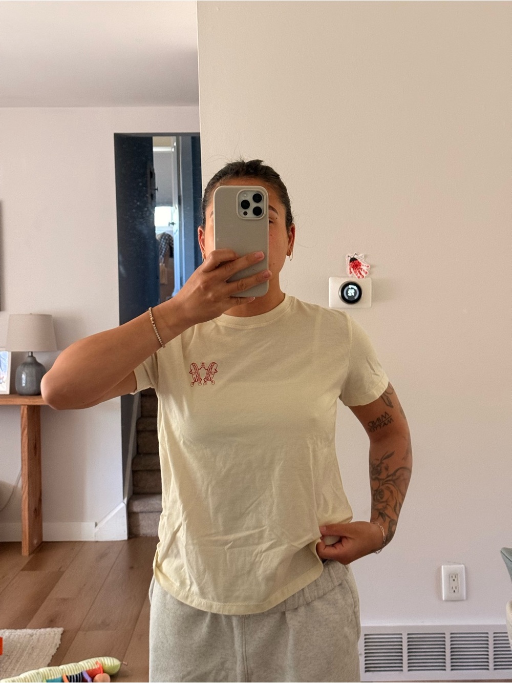 Universal Thread Cream V-Neck Tee with Subtle Logo